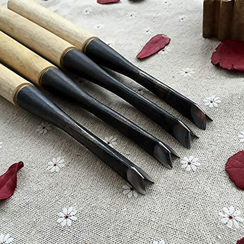 BomDog Drehmeißel, Präzisionsmeißel 0-1,4 Cm, V-Typ, Freiliegender Dreiecksmeißel, Holzbearbeitungsmeißel, Handholzschnitzmesser Zum Schnitzen Von Rohlingen/230Mm/8Mm X 1Pcs
