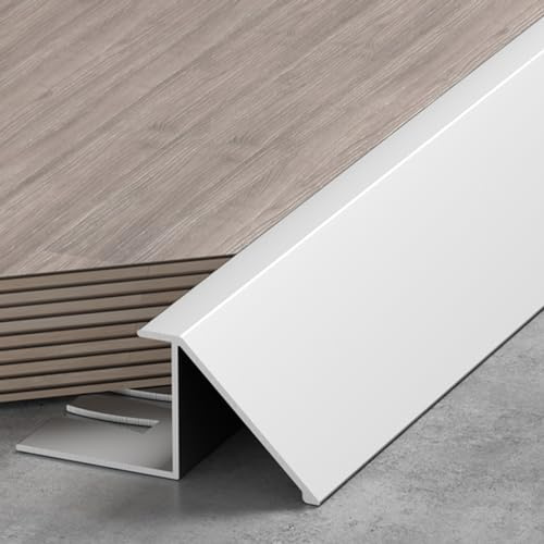 TREGOO Transition Strip Wood Flooring Transition Ramp Reducer, Indoor Metal Threshold Cover for Uneven Floors/Tiles/Carpet, Laminate Underlay Edge Trimming Bar (Color : White, Size : 16mm-18mm)