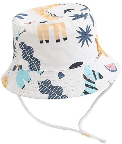Malaxlx Kinder Sonnenhut Giraffe Zebra Tier Fischerhut UV Schutz Sommerhut Strandhut Bucket Hat Eimer Hut für 4-8 Jahre Mädchen Jungen