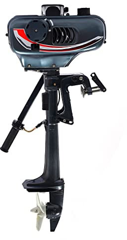 Außenbordmotor, 2-Takt, Elektromotor, 3,5 PS, Bootsmotor, Außenmotor, höhenverstellbar, Benzinmotoren, 180° Lenkfunktion, für Boote von 100 bis 200 kg