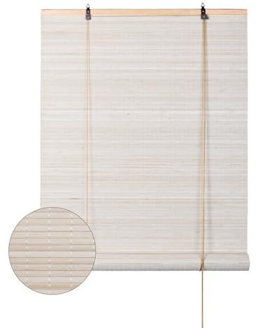 YUJIANHUAA Bambusrollo Raffrollo Sonnenschutz Sichtschutz Rollo Seitenzugrollo,für Fenster und Türen,60% Blickdicht Bambus Jalousine,Bambus Rollo Mit Lifter,Anpassbar,Breite×Höhe (80cm x 270cm)