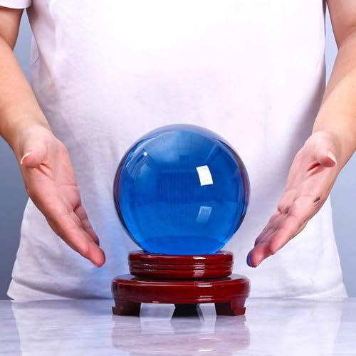 NIBHZ Gli Ornamenti della Sfera di Cristallo Bianca Trasparente Possono Ruotare La Sfera di Vetro Gialla Viola Polvere Blu Soggiorno Ufficio Decorazioni Fortuna,Blue-100mm