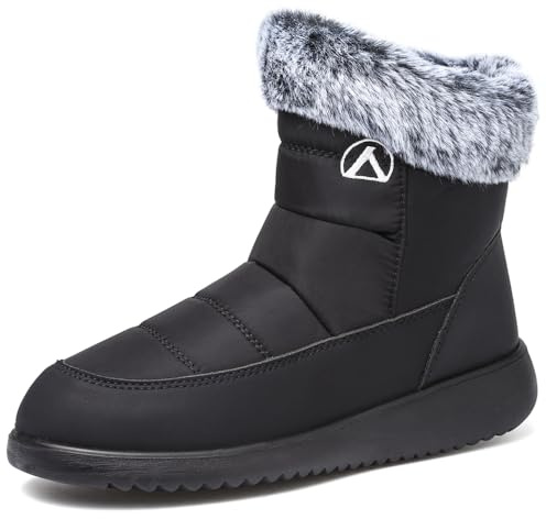 Rokiemen Stivali Donna Uomo Invernali Stivaletti Impermeabili Stivali da Neve Foderata Pelliccia Caldo Antiscivolo All'aperto Casual Camminate Stivaletti Nero EU 41