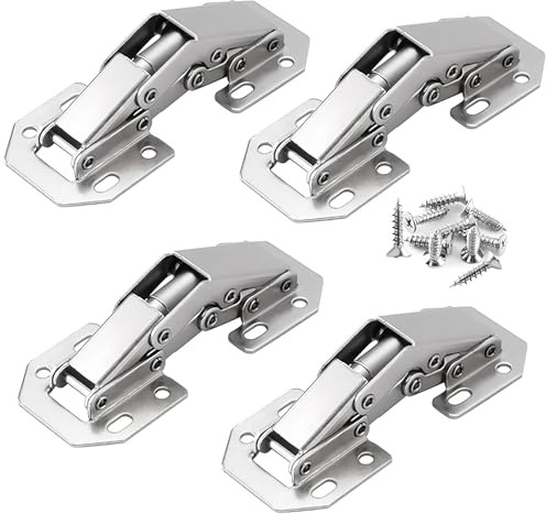 JXPXJMY Kitchen Cupboard Hinges, Bedroom Wardrobe Door Hinges for Bathroom Bedroom Dining Room Full Overlay Mute Hydraulic Soft Close Hinges (4, 10.5CM*4.2CM)