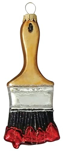 Krebs Glas Lauscha - Weihnachtsdekoration/Christbaumschmuck aus Glas - Malerpinsel mit roter Farbe - Größe: ca. 14 cm