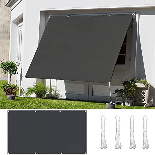 Vela da giardino 4 x 5 m, con blocco UV al 95%, durevole, perfetta area ombreggiata per esterni, patio, balcone, giardino, cortile, telo ombreggiante grigio scuro con corda inclusa
