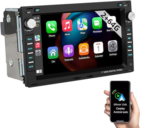 ESSGOO 2+64G Android 14 Drahtloses Carplay und Android Auto Autoradio Für VW VW Polo MK3/4 9N Golf 4 Passat B5 T5 Seat Skoda, 7 Zoll Touchscreen mit Bluetooth FM RDS GPS WiFi