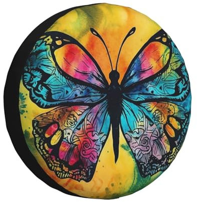 Reifenhülle Schmetterlings-Batik Reserveradabdeckung Schmutzfest Ersatzradabdeckung Uv-Schutz Reifenabdeckung Für Wohnmobile Truck Ersatzradreifen 17 inch