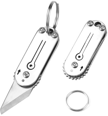 2 Pezzi Coltellino Portachiavi, Acciai Inossidabili Coltello Pieghevole Coltellino Tascabile Portabilità Coltello a Scatto Frontale per Viaggi, Campeggio, Alpinismo, Escursionismo, Attività All'Aperto