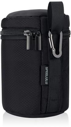 SPEELULU Objektivväska, linsväska, vattentätt kameralinsfodral, skyddskamerlinshållare för DSLR-objektiv, blixt, bildskärm, kameratillbehör – M (90 x 130 mm)