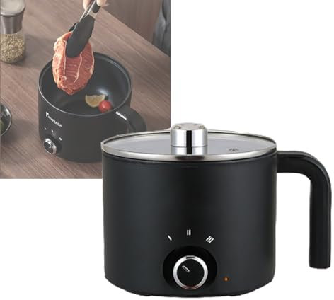 OZMDXKJ Olla EléCtrica PortáTil Multifuncional con Doble Potencia (300 W Y 600 W) Y ProteccióN contra Sobrecalentamiento, Ideal para Cocinar Pasta, Huevos Y Sopas.