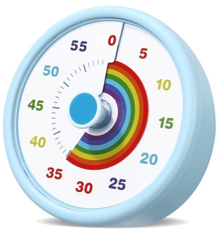 Cexovo Visueller Timer für Kinder 60 Minuten Countdown Timer mit Großem Bildschirm, für Kinder Zahnputztimer Leise, Regenbogen Zeitmanagement Tool für Küche, Klassenzimmer (Blau) | mit Großem Bildschirm, leisem Betrieb, für Kinder Schreibtischstudie, Klassenzimmer, Büro, Küche, Leises Zeitmanagement