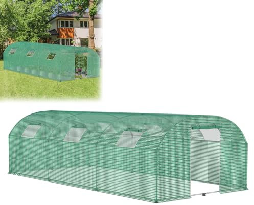 UISEBRT Serra in pellicola per pomodori, serra da giardino con porta e finestra, 3 x 6 x 2 m, in HDPE + pellicola LDPE con tubo in acciaio UV Ø 22 mm, per verdure, fiori e erbe aromatiche