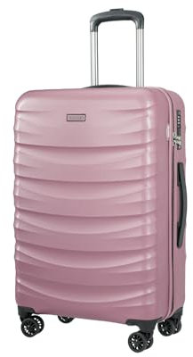 PUCCINI Polycarbonat Koffer Valencia Hartschalenkoffer Handgepäck Trolley Leicht Reisekoffer mit Zwillingsrollen M-L-XL (Rosa, M)