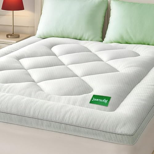 Mattress Topper California King Size Memory Foam Mattress Pad Bamboo Mattress Cover Waterproof for Back Pain Relief 6-21 Deep Pocket Cooling Mattress Topper (72x84 inch, White)