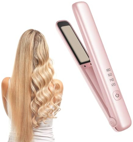 Fiotha Mini Piastra Capelli, 2 in 1 Piastra per Capelli e Arricciacapelli Senza fili, Mini Piastraper Capelli, Ferro da Stiro Portatile Ricaricabile USB con 4 Temperatura, Adatta per Uomini e Donne
