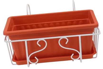 BAZEITFLOW 1 Set Di Vasi Da Appendere Per Verdure Contenitori Per Fiori Vasi Da Balcone Piante Da Giardino Rettangolari Per Erbe Aromatiche Ringhiera Portafiori In Plastica Rossa