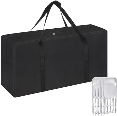 Klmnop Heavy Duty Folding Chair Storage Bag, 600D Oxford Fabric Large Chair Storage Case with Double Zippers and Handles for Metal Plastic Chairs and Camping Beach Chairs(39L x 12 W x 20 H)