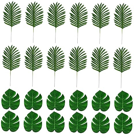 Yardenfun 24 pièces Monstera Artificielles pour Décoration de Table Décor Tropical pour Hawaïennes et Événements Spéciaux