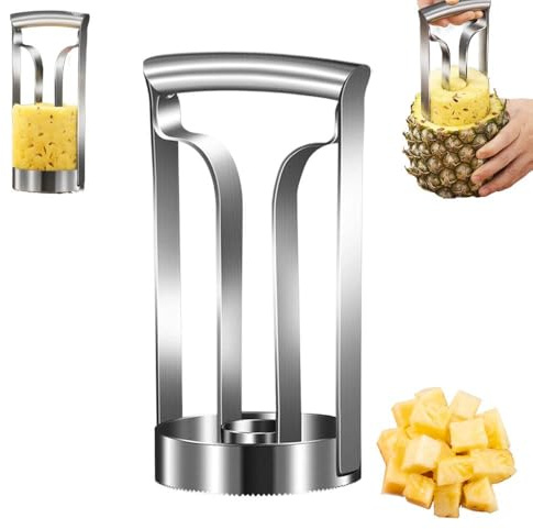 Stainless Steel Pineapple Slicer Cutter Peeler,Pineapple Corer Slicer Fruit Slicer Core Remover Kitchen Tool for Diced Fruit Rings Fruits Gadget (L)