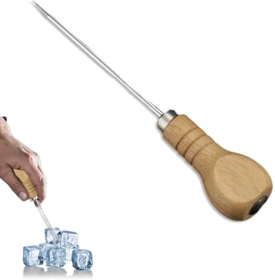 KGCGJVB Ice Picks for Breaking Ice Stainless Steel Pick Tool with Safety Wooden Handle Mini Icepicks for Freezer Pickin Ice Breaker Fishing Use in Kitchen and Outdoor Cold Storage Tasks