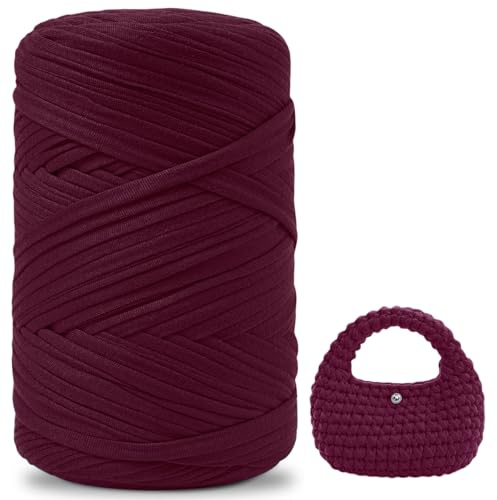 Hilo para Tejer a Crochet de 400 g,Hilo Textil para cestas de crochet, Adecuado para bolsos de crochet, bolsos, alfombras, decoración del hogar, manualidades de Wine red