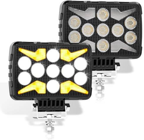 VANKUB LED Square Tractor Work Light, 5 Multi-Mode Lighting Flood Offroad Headlight Driving Spot Lights, IP67 Waterproof Power Work Light for Off-Road, Tractor, Agriculture Vehicles, Truck, 2PCS