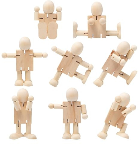 wlsvega Conjunto de 8 Nins Madera - MuñEcos Madera - MuñEcas Madera Para Pintar - Figuritas de Madera Sin Terminar Para Crear Manualidades Diy, Aptas Para Pintar ArtíSticamente Y Decorar El Hogar