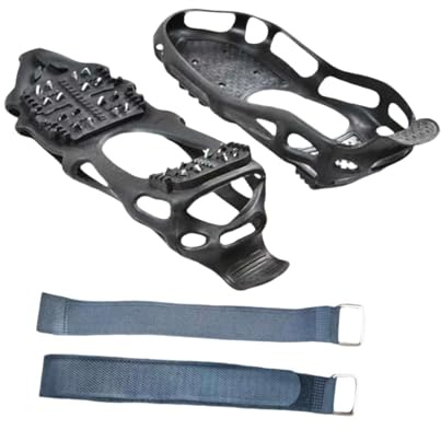 Amagogo Eisstollen mit Riemen für Schuhe und Stiefel, rutschfest, zum Laufen, Klettern, Eisfischen, Wandern und für Outdoor-Aktivitäten, XL