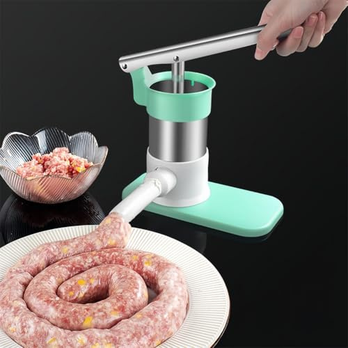 WIIYENA Máquina llenadora de salchichas con 4 tubos de relleno de acero inoxidable, acero inoxidable 304 y PP manual para uso doméstico