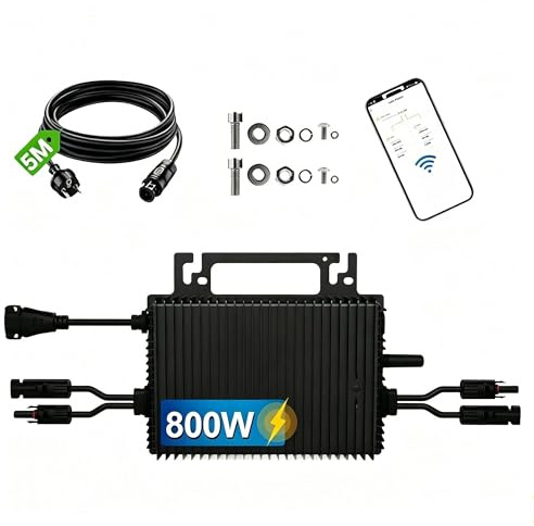 Cosmoxstar 800W Mikrowechselrichter für Balkonkraftwerk | 2 MPPT Solar Wechselrichter mit WiFi App Steuerung, IP65 Wasserdicht, 5m AC Kabel, Plug & Play