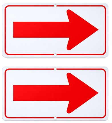 2PCS Red Arrow Sign, 12x6 Inch Aluminum Reflective Arrow Sign, UV Protected, Weatherproof, Easy to Install, Durable, Indoor and Outdoor Use