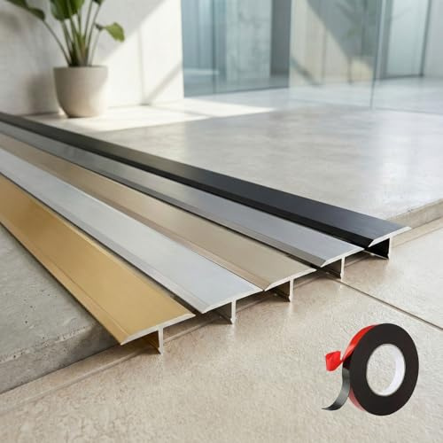 T-Profil Übergangsschiene, Abdeckleiste – Schmale Bodenleisten Für Bodenfugen Laminat, Fliesen – Alu T-Form Leiste, Kratzfest, 3x90cm(Silver,3pcs*90 * 3.3cm)