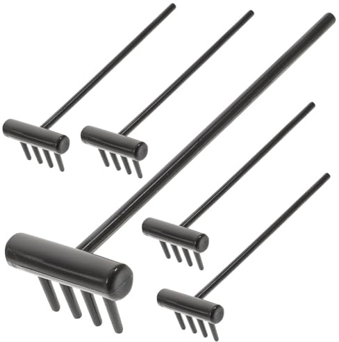 Abaodam Lot de 6 Petits Râteaux Zen en Plastique Noirs, Légers et Faciles à Manipuler, Accessoires pour Bac à Sable de Contemplation ou Présent Relaxant
