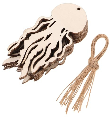 OFFSCH 30 St Omålade Träfigurer i Havsdjurform Träpyssel för Diy-dekoration med Blanka Träbitar Marint Tema med Maneter för Familjeprojekt Vägg Festdekorationer