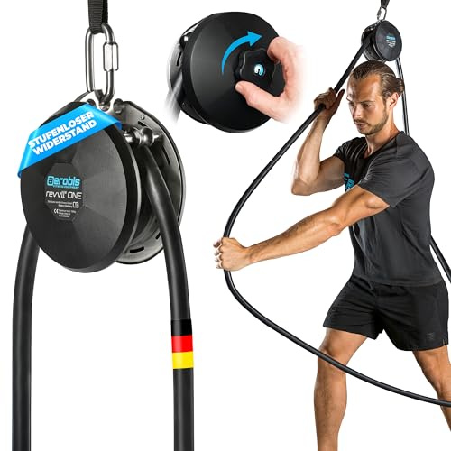 aerobis® revvll® Endlos-Seiltrainer | Variabler Widerstand, platzsparend, leicht | Klettertraining, Schwimmtraining, Rudertraining, Kampfsport | Fitness Endlosseiltraining