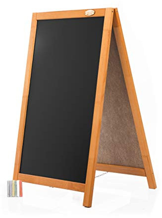 AZZAP Kundenstopper P 93cm Holz Tafel Aufsteller Werbetafel Standtafel Schreibtafel Holztafel Werbung Hellbraun