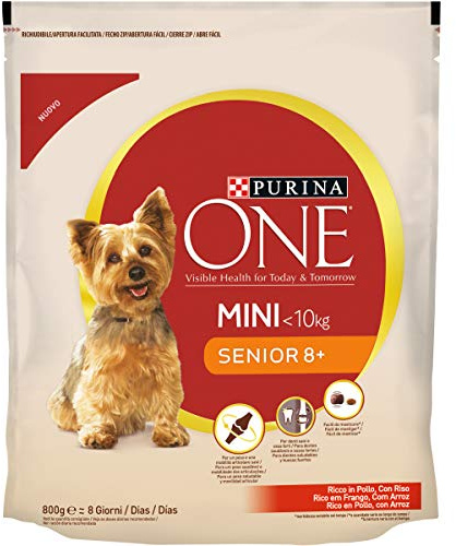PURINA ONE Mini Small Senior Crocchette per Cani Adulti con Pollo e Riso 8 Sacchi da 800g