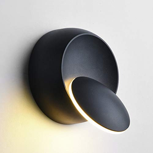 Lampada da Parete Illuminazione Interna 360 gradi Regolabile Ferro Applique Bianco Calda a Muro 5W a LED Luce per Casa Hotel Ristorante (Nero)