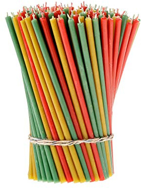 Danilovo Bienenwachs Kerzen (Mehrfarbige) - Orthodoxe Kerzen für Gebet Rituals Tischdeko - Ungiftig, Ruß - Tropffrei, Lang, Nachhaltige Produkte, 150 Stück (3 Farben, Höhe 16,5 cm)