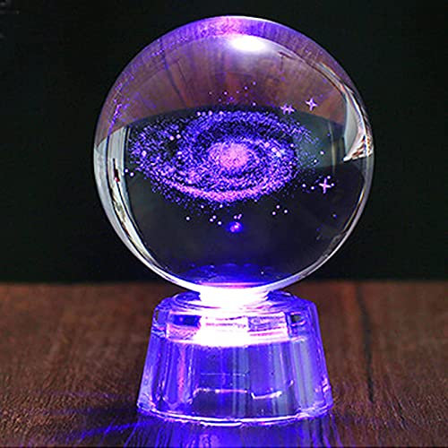 Kristallkugel Schneekugel Foto, Klare Kristallkugel Deko Mit Licht Projektionsfunktion, 3D Kristallkugel Glaskugel Mit HD Klare Sockel Für Hochzeit Hause Büro Dekoration (Milky Way6cm)