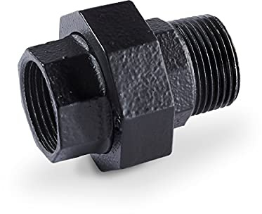 pamo Temperguss Fitting Adapter – 3/4 Zoll für DIY Kleiderstange im | Industrial Loft Design | Adapter | pulverbeschichtet Wasserrohr in schwarz für Do-It-Yourself Garderobe/Kleiderschrank