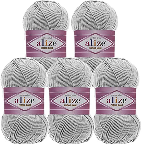 5 x 100g Strickgarn Alize Cotton Gold Uni Klassikgarn Häkelgarn Strick-Wolle Farbwahl