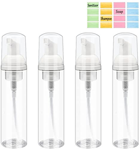 Derbway 80ml Schäumende Pumpflaschen, Durchsichtiger Schaumseifenspender aus Kunststoff für Händ Desinfektionsmittel (4 Stück)
