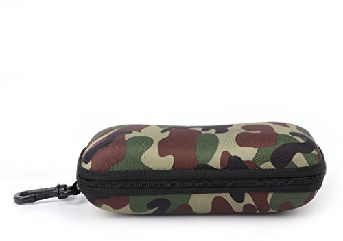 hetuioiyster Caja de Gafas, Estuche para Gafas de Sol, Camuflaje, Protector de Almacenamiento, Cremallera, contenedor Unisex, Lente presbiópica, Camuflaje Verde