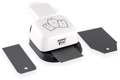 Paperfuel 3-in-1 Etikettenstanzer, 3 Größen, zum Erstellen von Labels, Etiketten, mit Eckiger Oberkante, Motivstanzer zum Basteln mit Papier, Karten gestalten und Geschenke verpacken