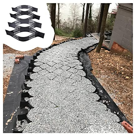 QWEASDF 5 cm(2 in) Kiesgitter, HDPE-Geo-Gitter, Waben-Geocell, Kiesmatten, Bodenwabe Geoweb, Tiefe Durchlässiges Bodengitter, für Die Bewehrung des Straßenbetts,5 * 10m(16.4 * 32.81ft)
