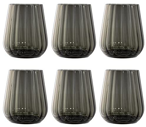 Livellara Milano Tumbler 400 ml Vetro, Set da 2, Bicchieri Acqua Colorati e Particolari, Colore Grigio, Collezione: Rinascimento