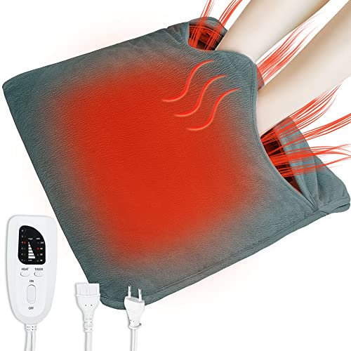 Cuplu 40x40 Fusswärmer Elektrisch, Kuscheliger Fußwärmer mit 6 Heizstufen 4 Timer, Automatische Abschaltung, Waschbar Schnellheizendes Kissen für Fuß, Rücken und Ganzkörper, Unisex (Dunkelgrau)
