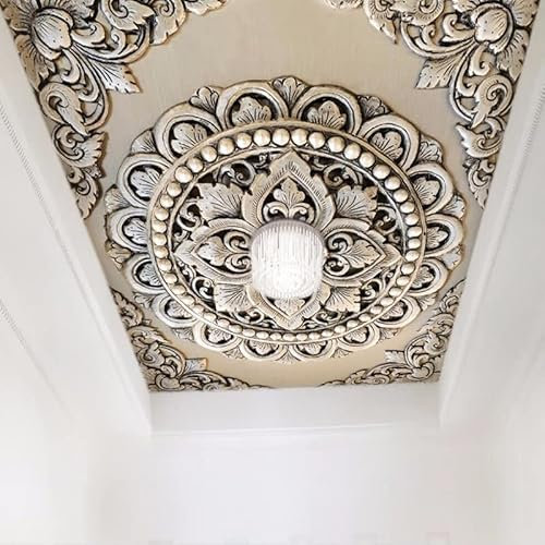 BOEERLCNL Mural 3D techo papel tapiz Retro patrón plateado en relieve sala de estar techo decorativo papel tapiz decoración del hogar arte pegatina póster